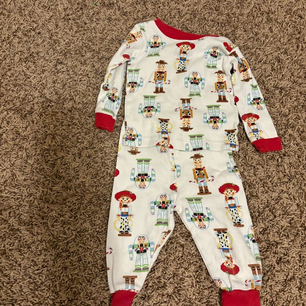 Disney Pixar Toy Story Christmas Pajama Set 12 Months Nutcrackers White Cotton